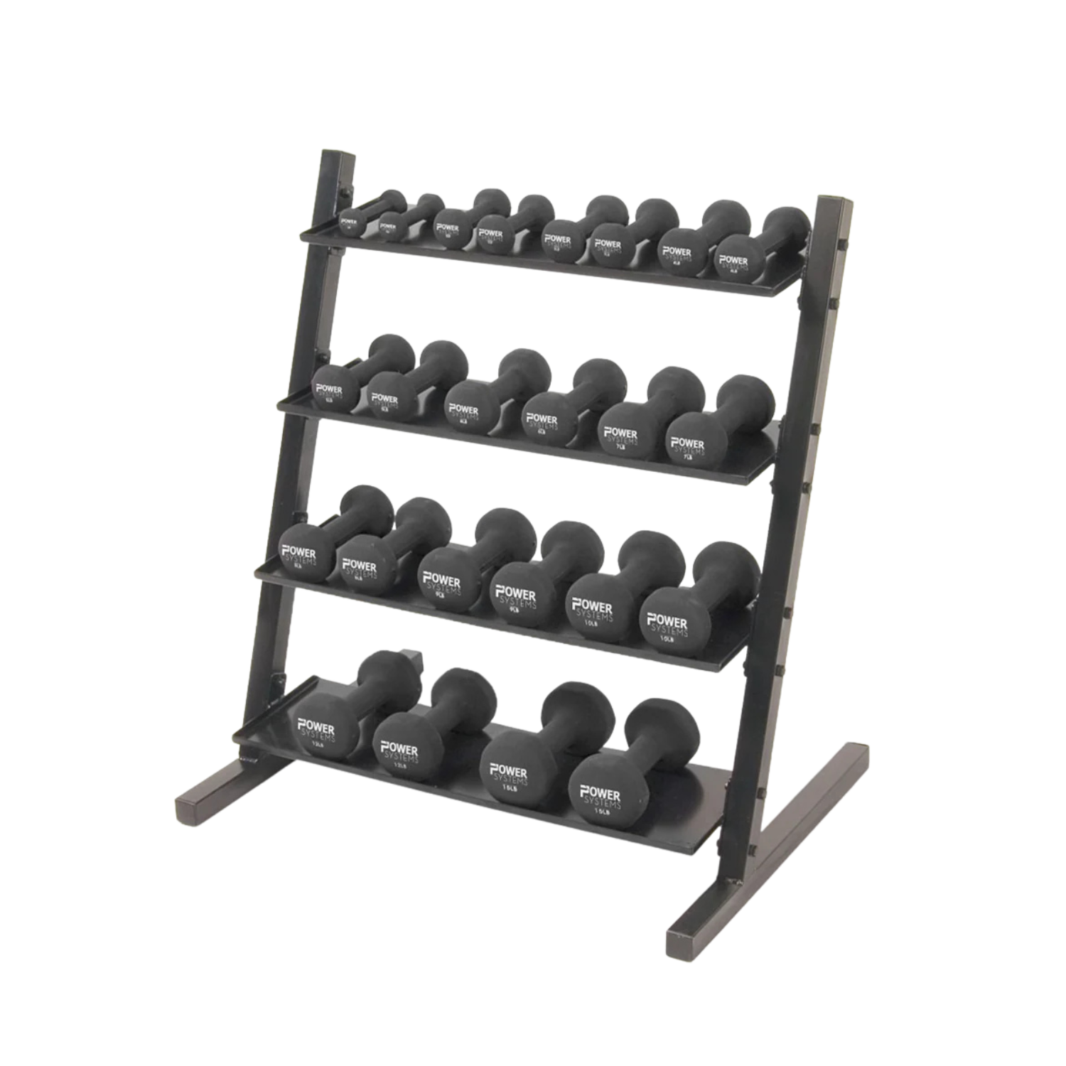 Neoprene Vinyl Horizontal Dumbbell Rack w/ Set (1–15 lb.)