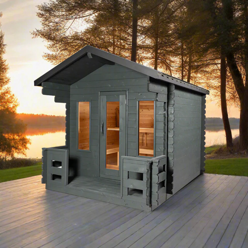 CT Georgian Electric Heated Cabin Sauna with Porch